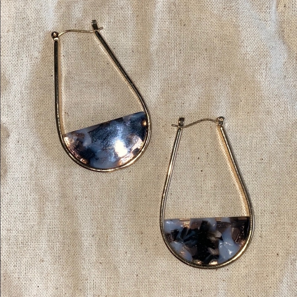 Gold Black/Grey Marble Earrings